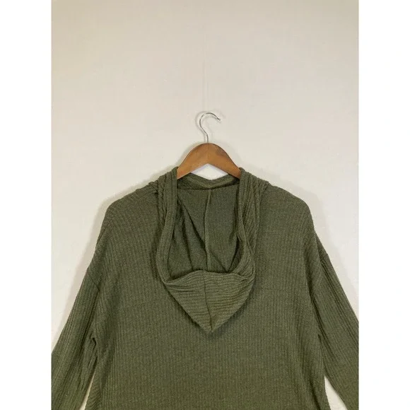 Rosegal Hoodie Dress Womens Large Olive Green Ribbed Handkerchief Hem Goth Boho - Picture 9 of 10